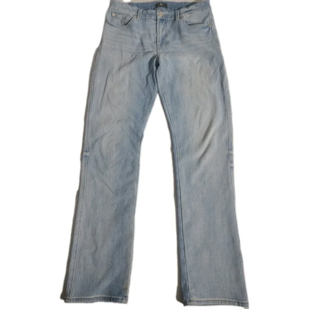 7 For All Mankind Jeans Womens 31 Blue Kimmie Straight Stretch Light Wash Denim‎